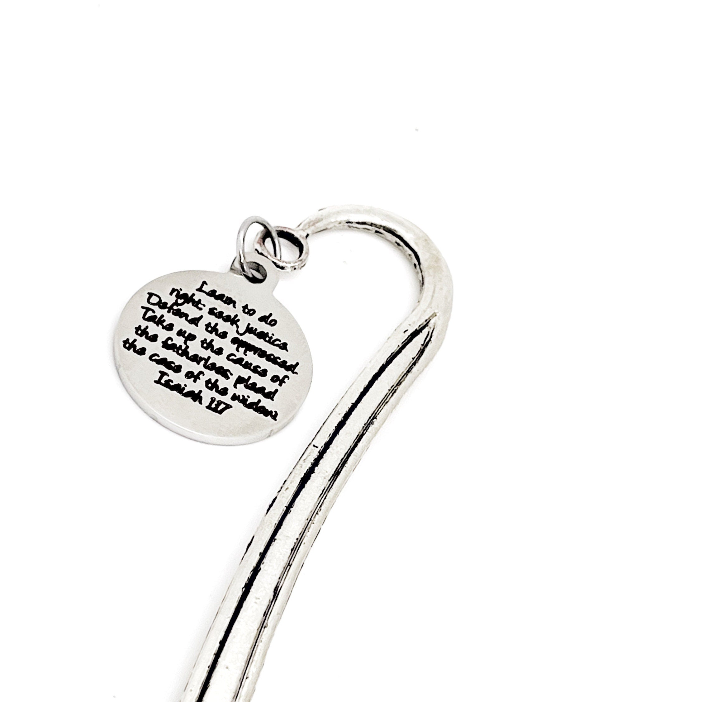 Scripture Quote, Learn To Do Right, Seek Justice, Defend the Oppressed Charm Bookmark, Faith Gift, Reader Gift, Bible Bookmark, Gift For Her