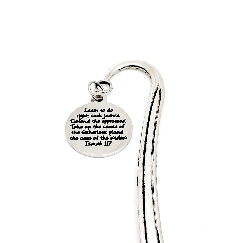 Scripture Quote, Learn To Do Right, Seek Justice, Defend the Oppressed Charm Bookmark, Faith Gift, Reader Gift, Bible Bookmark, Gift For Her