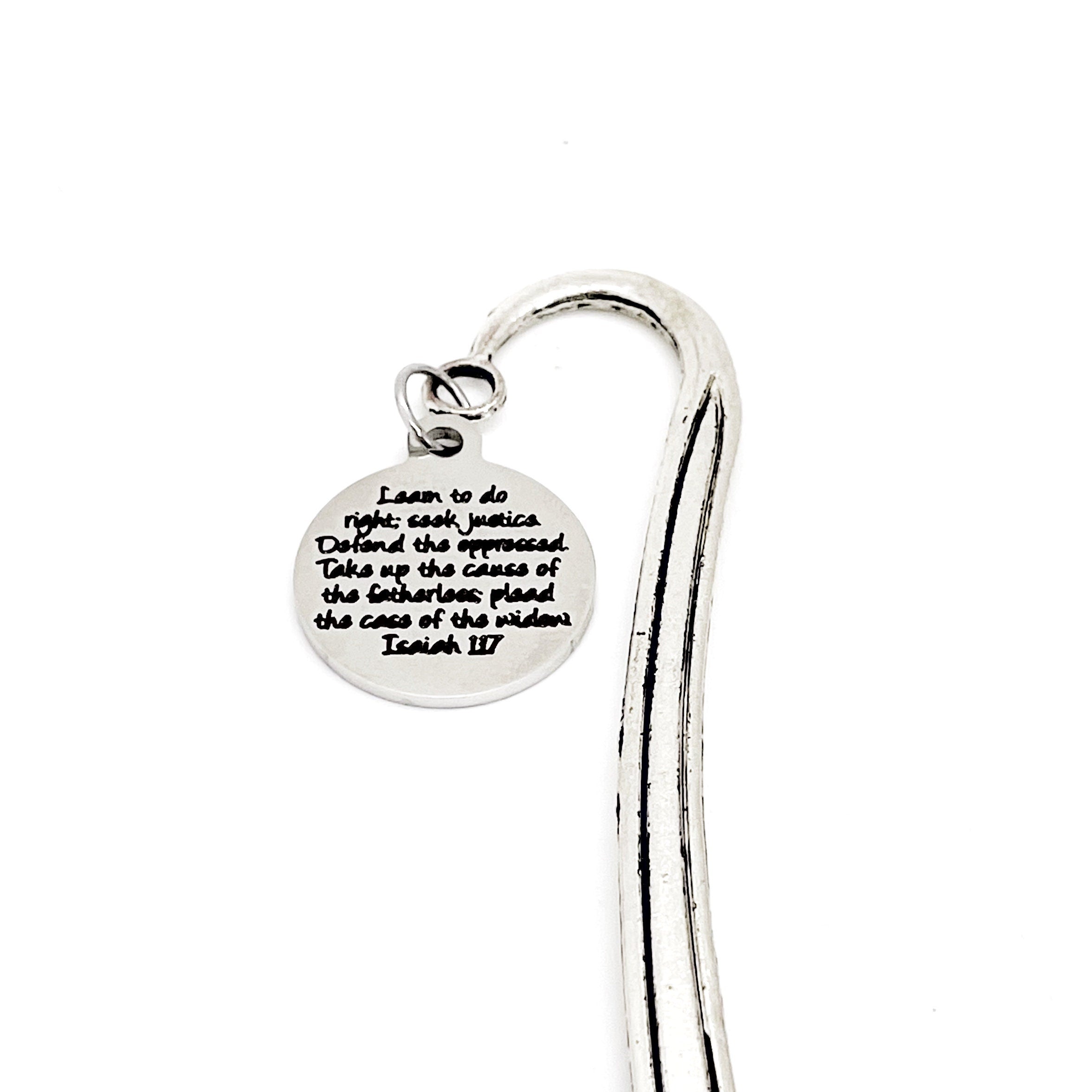 Scripture Quote, Learn To Do Right, Seek Justice, Defend the Oppressed Charm Bookmark, Faith Gift, Reader Gift, Bible Bookmark, Gift For Her
