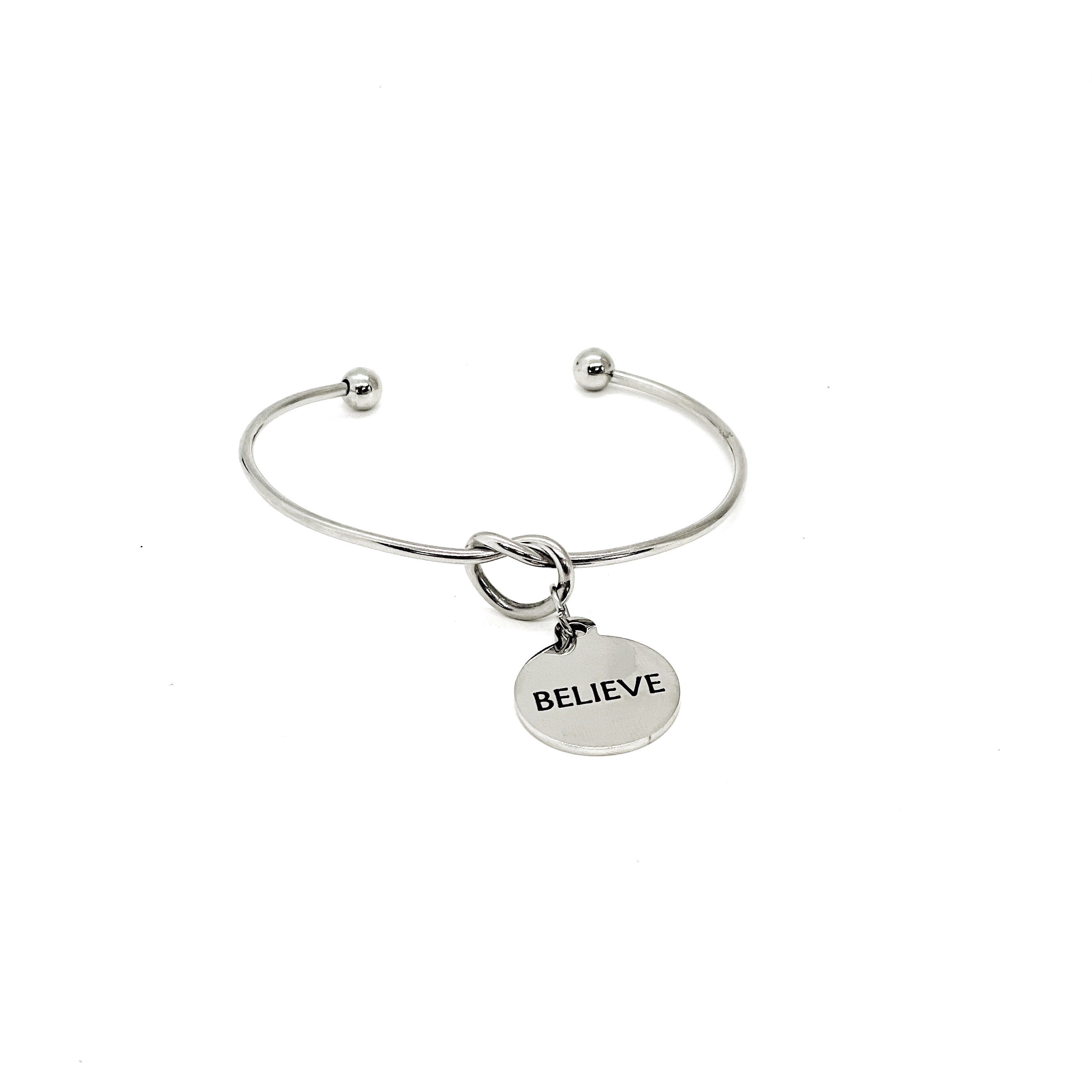 Believe Charm Bracelet, Cuff Bracelet, Faith Gift, Daughter Gift, Believe In Yourself, Believe Jewelry, Wife Gift, Entrepreneur Gift For Her