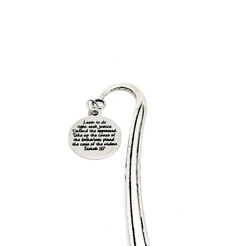 Scripture Quote, Learn To Do Right, Seek Justice, Defend the Oppressed Charm Bookmark, Faith Gift, Reader Gift, Bible Bookmark, Gift For Her