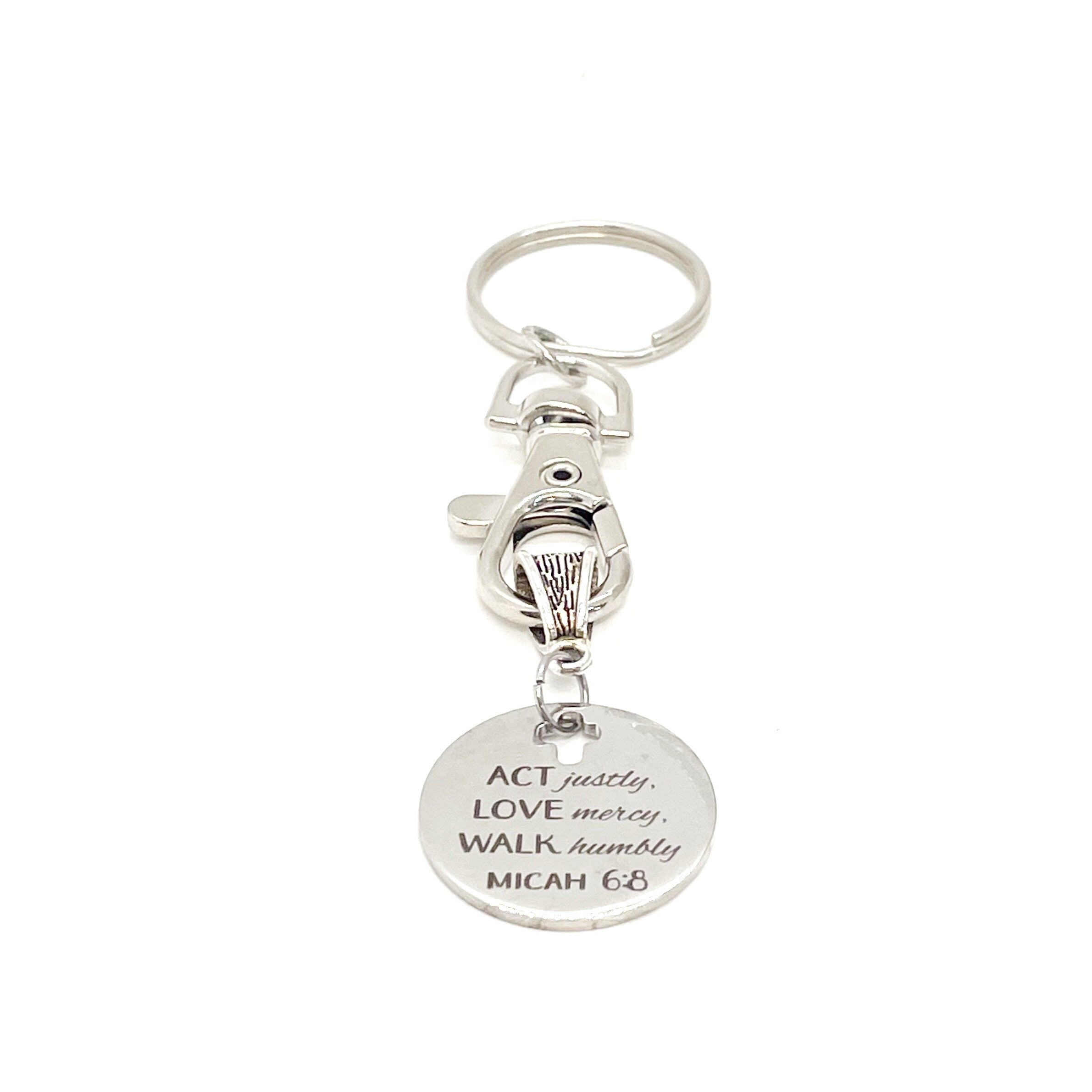 Faith Gift, Act Justly, Love Mercy, Walk Humbly, ACT LOVE WALK Charm Keychain, Micah 6 8, Baptism Gift, Graduation Gift, Son Gift, Daughter