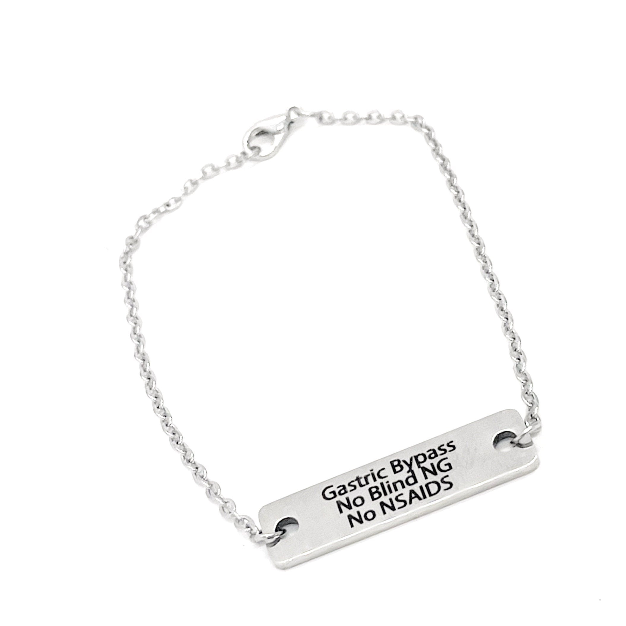 Gastric Surgery Gifts, Gastric Bypass Bracelet, Gastric Bypass Awareness, Gastric Bypass Jewelry, No Blind NG, No NSAIDS, Medical Notice