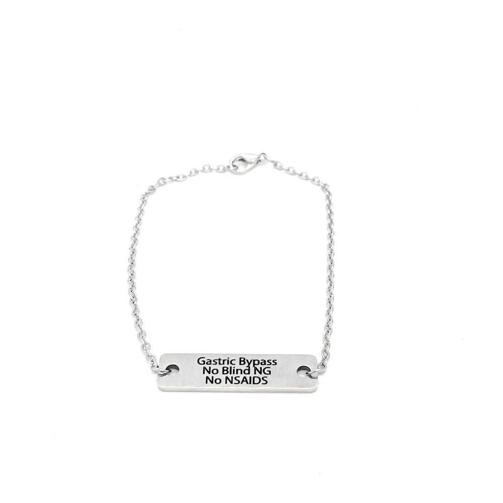 Gastric Surgery Gifts, Gastric Bypass Bracelet, Gastric Bypass Awareness, Gastric Bypass Jewelry, No Blind NG, No NSAIDS, Medical Notice