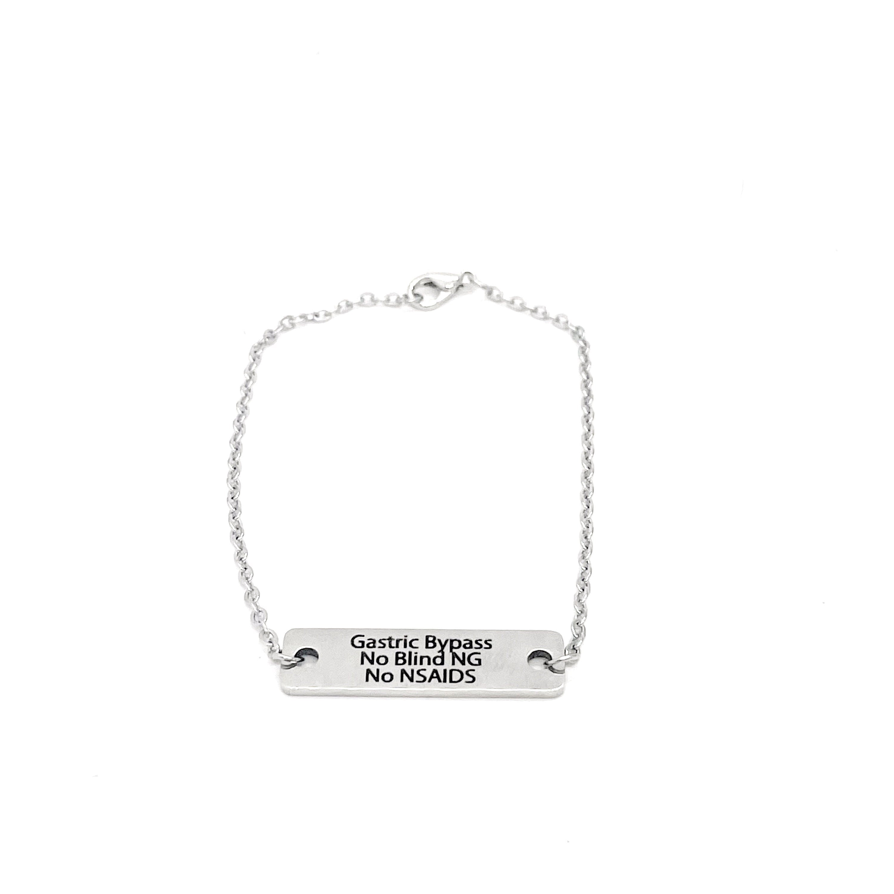 Gastric Surgery Gifts, Gastric Bypass Bracelet, Gastric Bypass Awareness, Gastric Bypass Jewelry, No Blind NG, No NSAIDS, Medical Notice