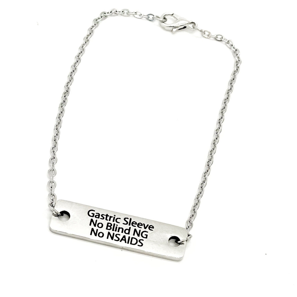 Gastric Surgery Gifts, Gastric Sleeve Bracelet, Gastric Sleeve Awareness, Gastric Sleeve Jewelry, No Blind NG, No NSAIDS, Medical Notice