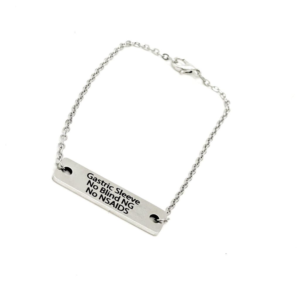 Gastric Surgery Gifts, Gastric Sleeve Bracelet, Gastric Sleeve Awareness, Gastric Sleeve Jewelry, No Blind NG, No NSAIDS, Medical Notice