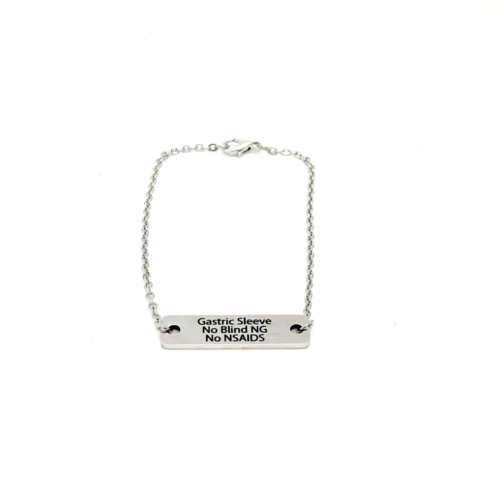 Gastric Surgery Gifts, Gastric Sleeve Bracelet, Gastric Sleeve Awareness, Gastric Sleeve Jewelry, No Blind NG, No NSAIDS, Medical Notice