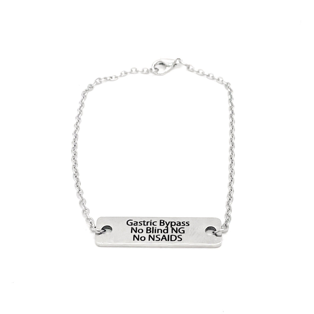 Gastric Surgery Gifts, Gastric Bypass Bracelet, Gastric Bypass Awareness, Gastric Bypass Jewelry, No Blind NG, No NSAIDS, Medical Notice
