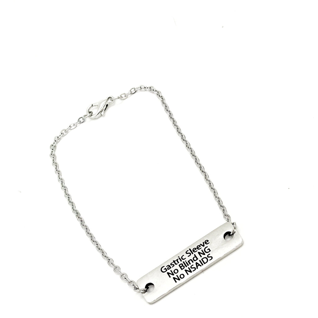 Gastric Surgery Gifts, Gastric Sleeve Bracelet, Gastric Sleeve Awareness, Gastric Sleeve Jewelry, No Blind NG, No NSAIDS, Medical Notice