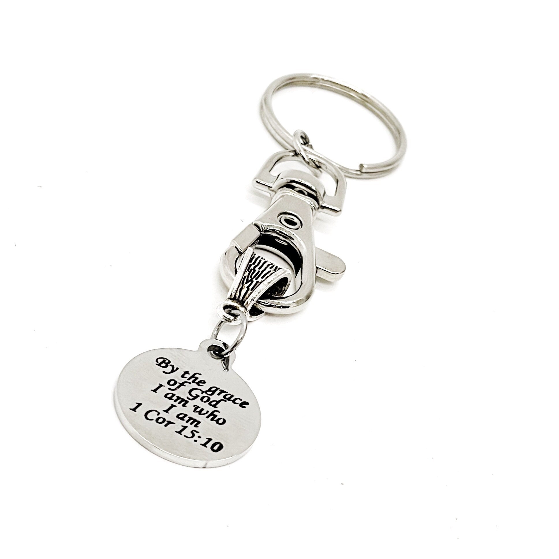 Faith Gift, By The Grace Of God I Am Who I Am Scripture Keychain, Bible Verse Gifts, Scripture Quote, I Am Who God Made Me, Baptism Gift