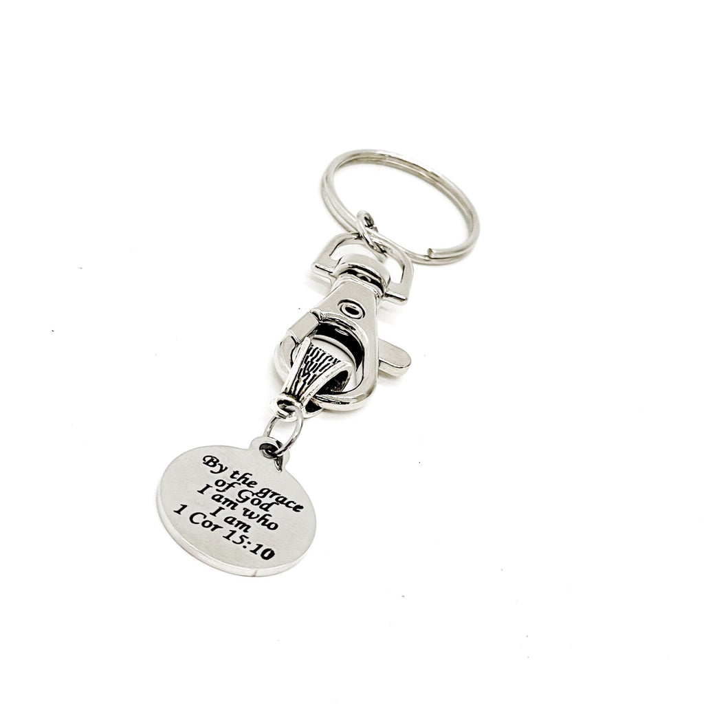 Faith Gift, By The Grace Of God I Am Who I Am Scripture Keychain, Bible Verse Gifts, Scripture Quote, I Am Who God Made Me, Baptism Gift