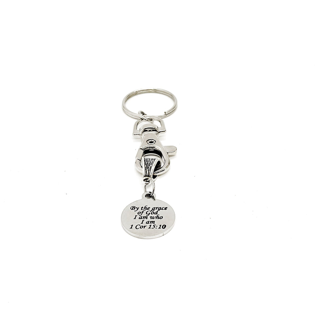 Faith Gift, By The Grace Of God I Am Who I Am Scripture Keychain, Bible Verse Gifts, Scripture Quote, I Am Who God Made Me, Baptism Gift
