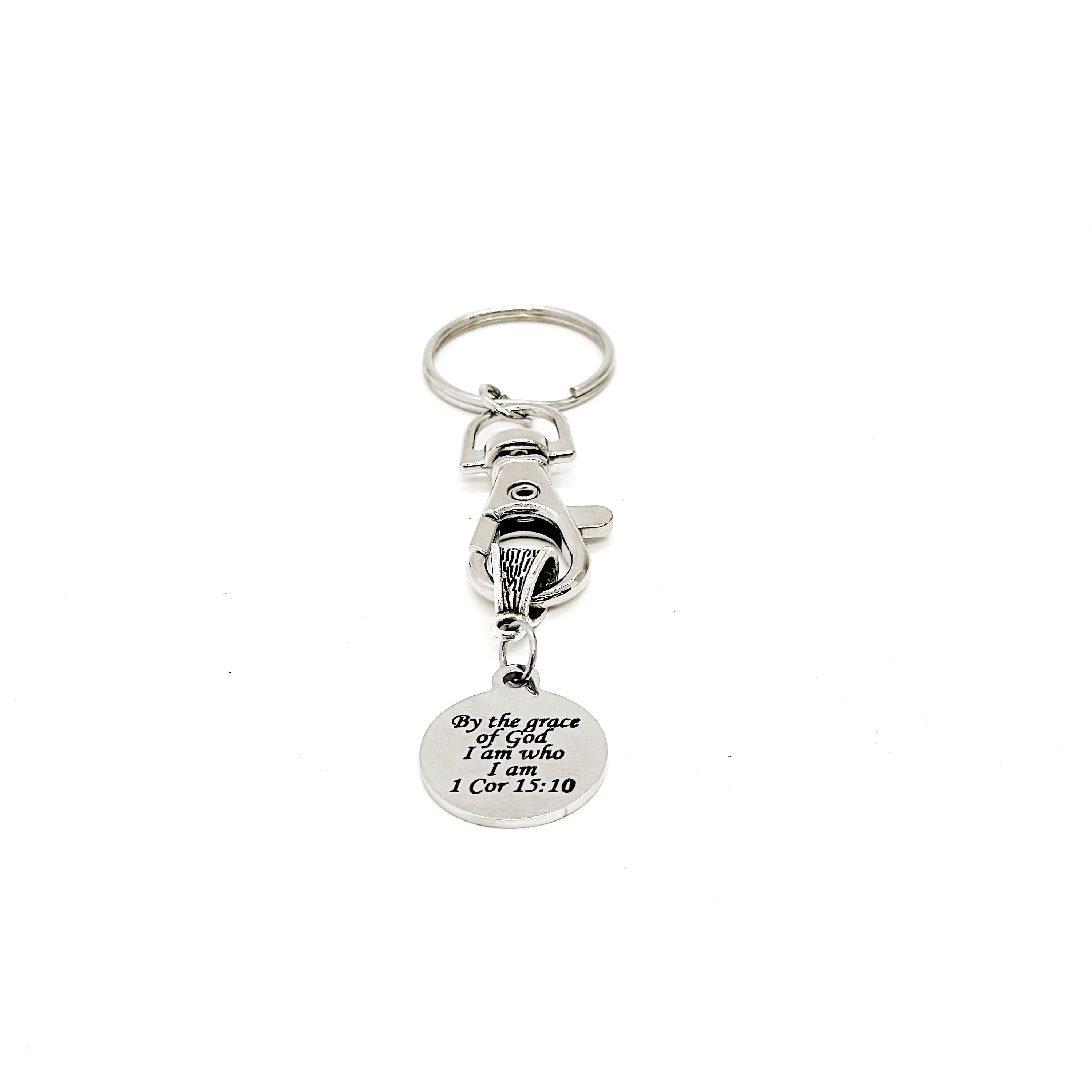 Faith Gift, By The Grace Of God I Am Who I Am Scripture Keychain, Bible Verse Gifts, Scripture Quote, I Am Who God Made Me, Baptism Gift