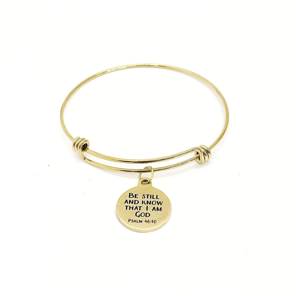 Scripture Gifts, Be Still And Know That I Am God Charm Bracelet, Stacking Bangle, Psalm 46 10, Scripture Quote, Christian Gift, Gift For Her