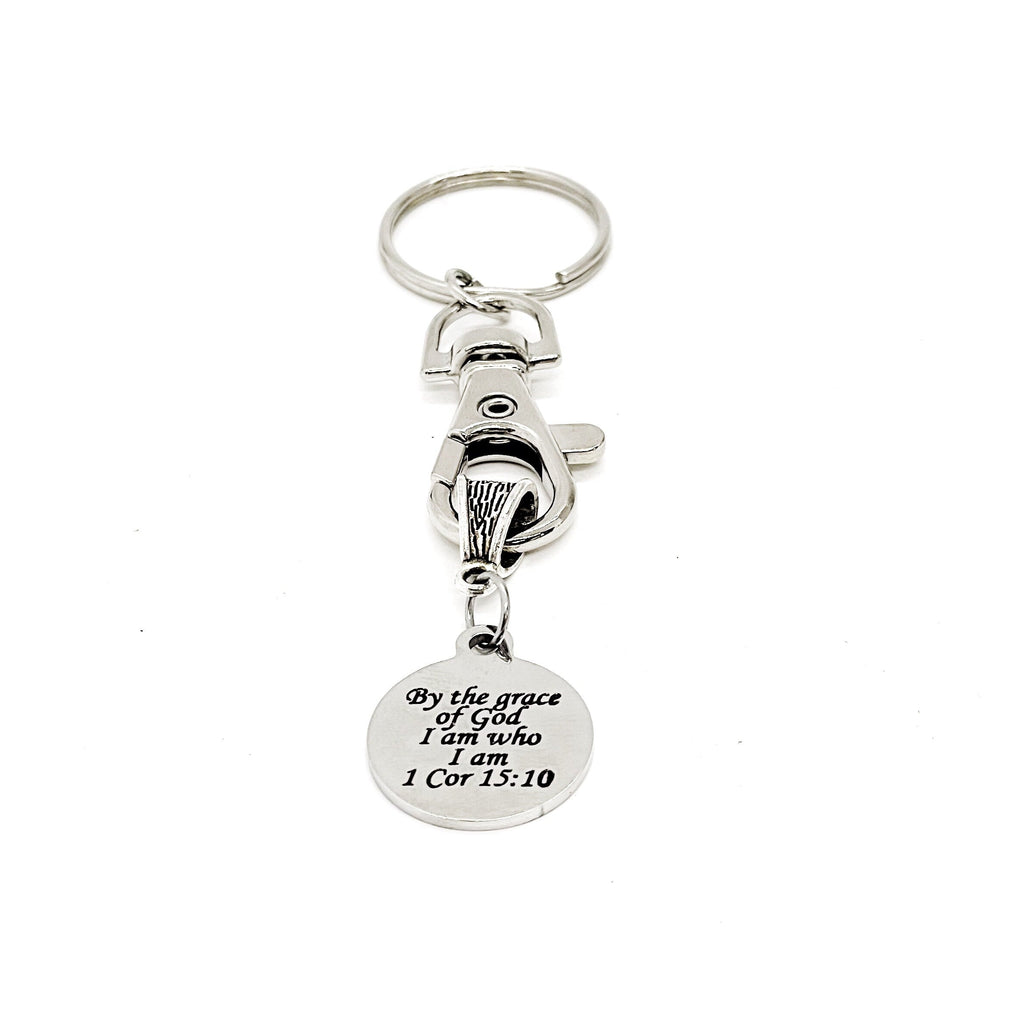 Faith Gift, By The Grace Of God I Am Who I Am Scripture Keychain, Bible Verse Gifts, Scripture Quote, I Am Who God Made Me, Baptism Gift