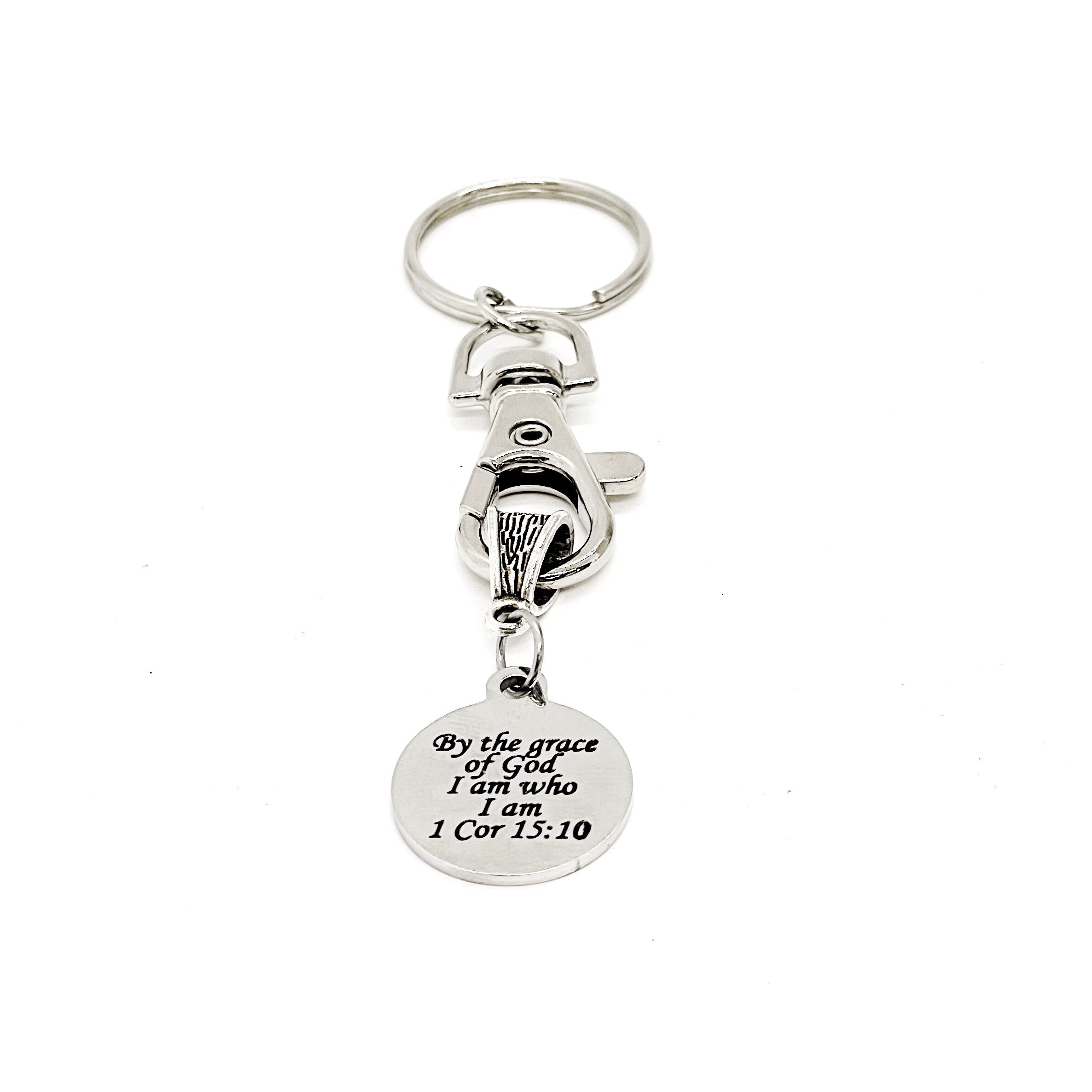 Faith Gift, By The Grace Of God I Am Who I Am Scripture Keychain, Bible Verse Gifts, Scripture Quote, I Am Who God Made Me, Baptism Gift