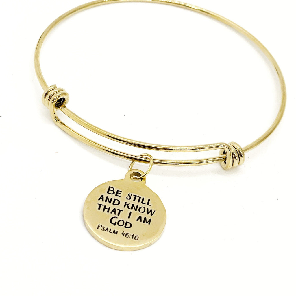 Scripture Gifts, Be Still And Know That I Am God Charm Bracelet, Stacking Bangle, Psalm 46 10, Scripture Quote, Christian Gift, Gift For Her