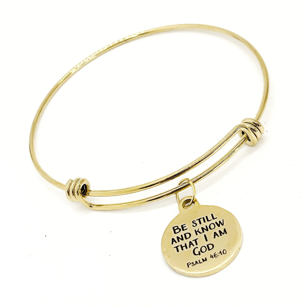 Scripture Gifts, Be Still And Know That I Am God Charm Bracelet, Stacking Bangle, Psalm 46 10, Scripture Quote, Christian Gift, Gift For Her