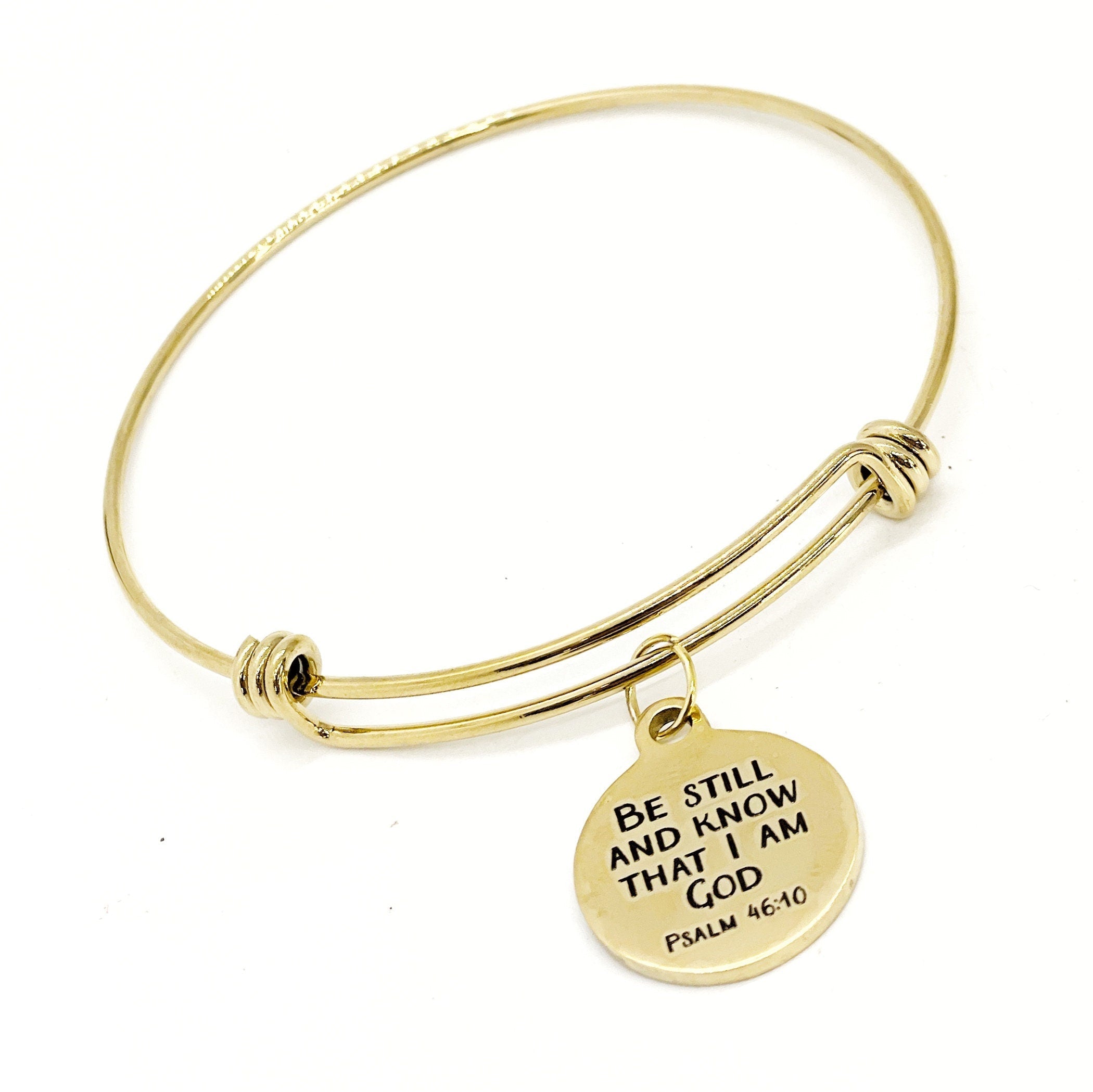 Scripture Gifts, Be Still And Know That I Am God Charm Bracelet, Stacking Bangle, Psalm 46 10, Scripture Quote, Christian Gift, Gift For Her
