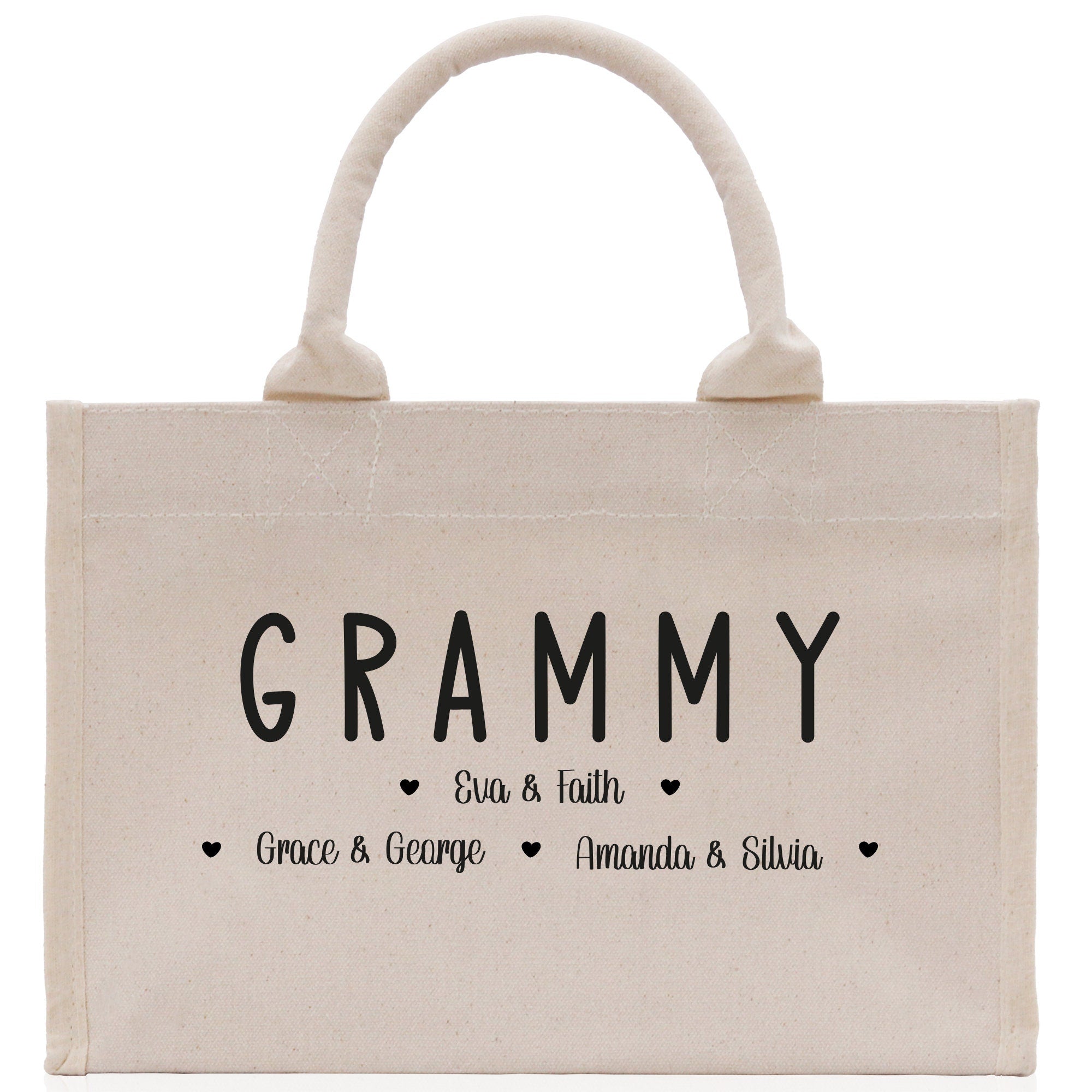 Grammy Grandchild Kids Names Custom Grandma Tote Bag Grandma's Getaway Bag Personalized Grandma Gift Bag Shopping Bag Mother Day Gift