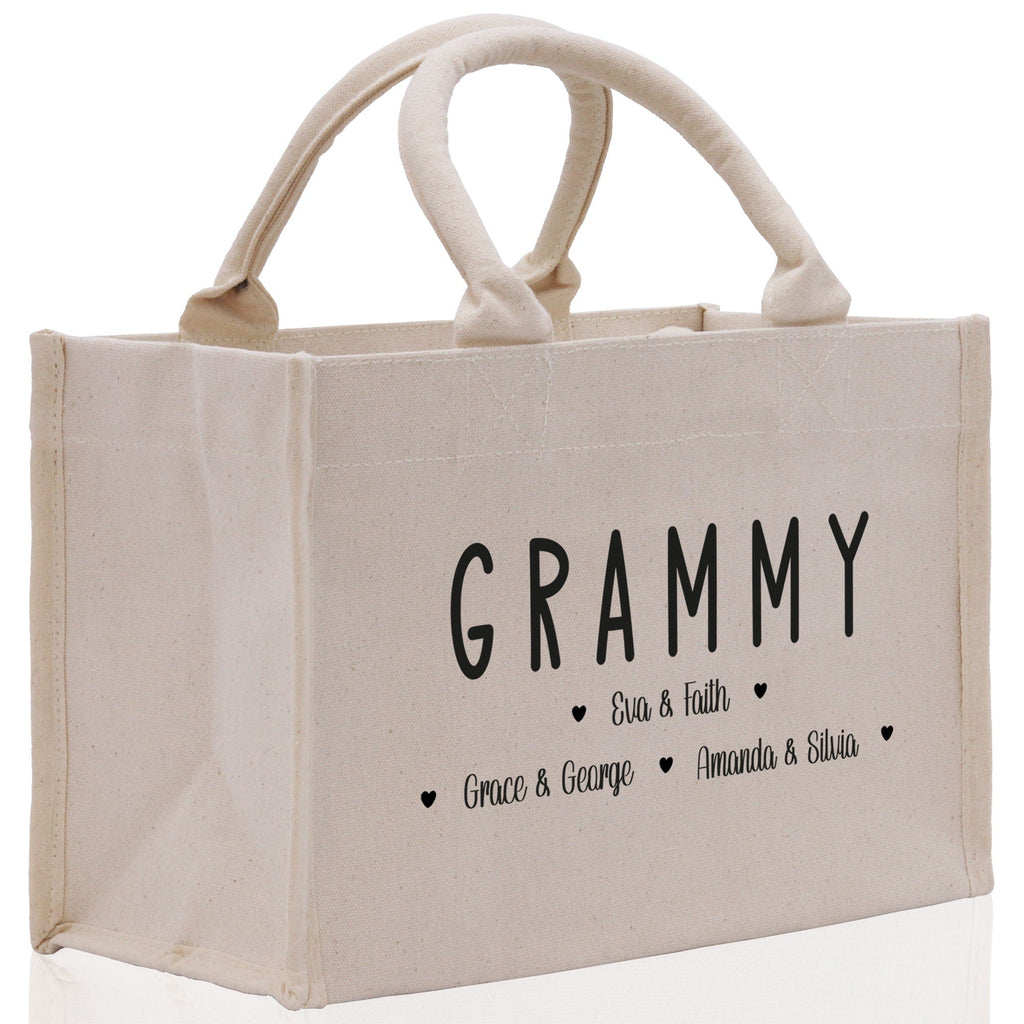 Grammy Grandchild Kids Names Custom Grandma Tote Bag Grandma's Getaway Bag Personalized Grandma Gift Bag Shopping Bag Mother Day Gift