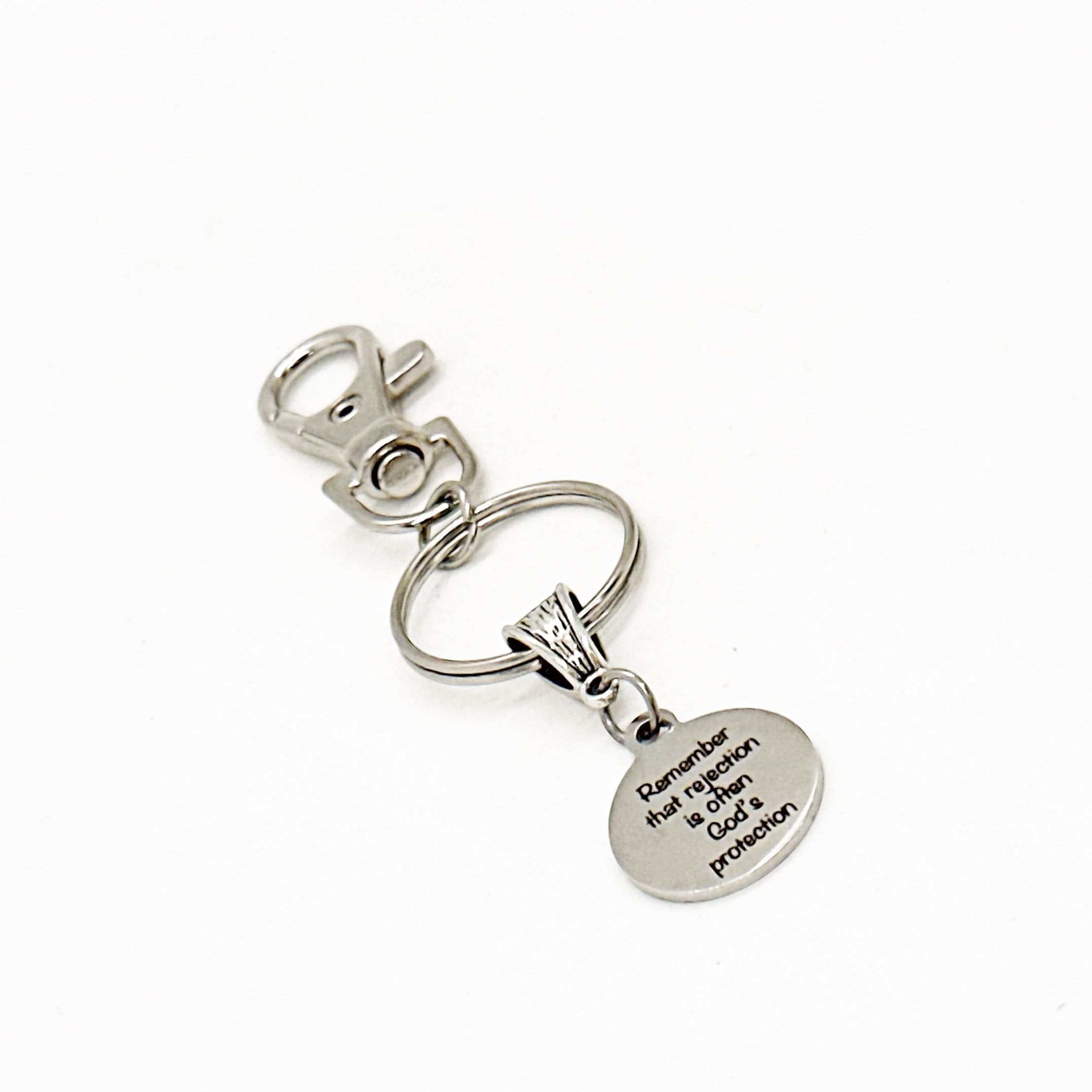 Remember That Rejection Is Often God’s Protection Charm Clip On Keychain, Faith Gifts, Baptism Gift, God Protects You, Friend Gift, Daughter